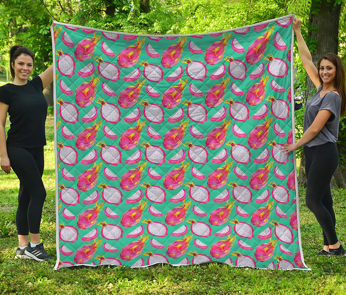 Hand Drawn Dragon Fruit Pattern Print Quilt