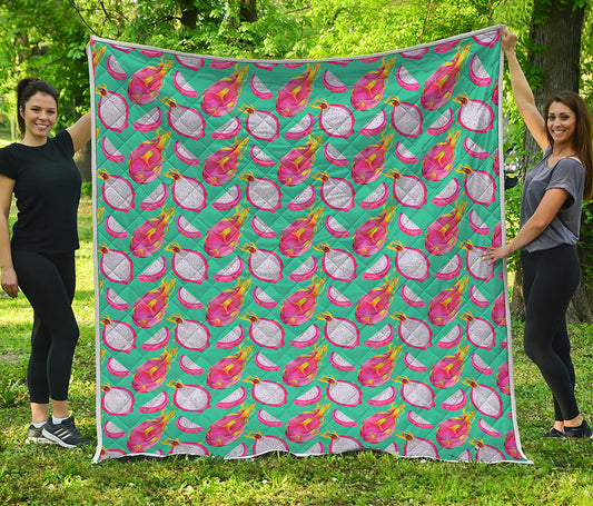 Hand Drawn Dragon Fruit Pattern Print Quilt