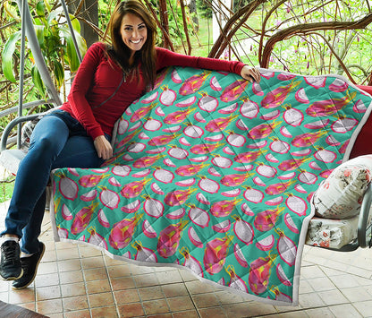 Hand Drawn Dragon Fruit Pattern Print Quilt