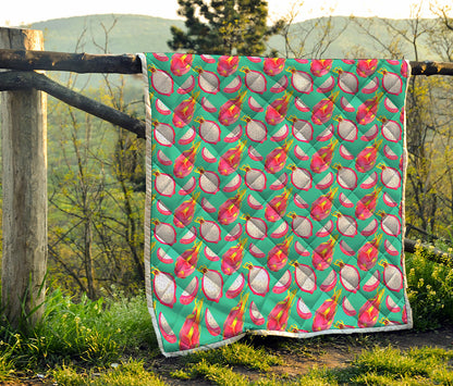 Hand Drawn Dragon Fruit Pattern Print Quilt