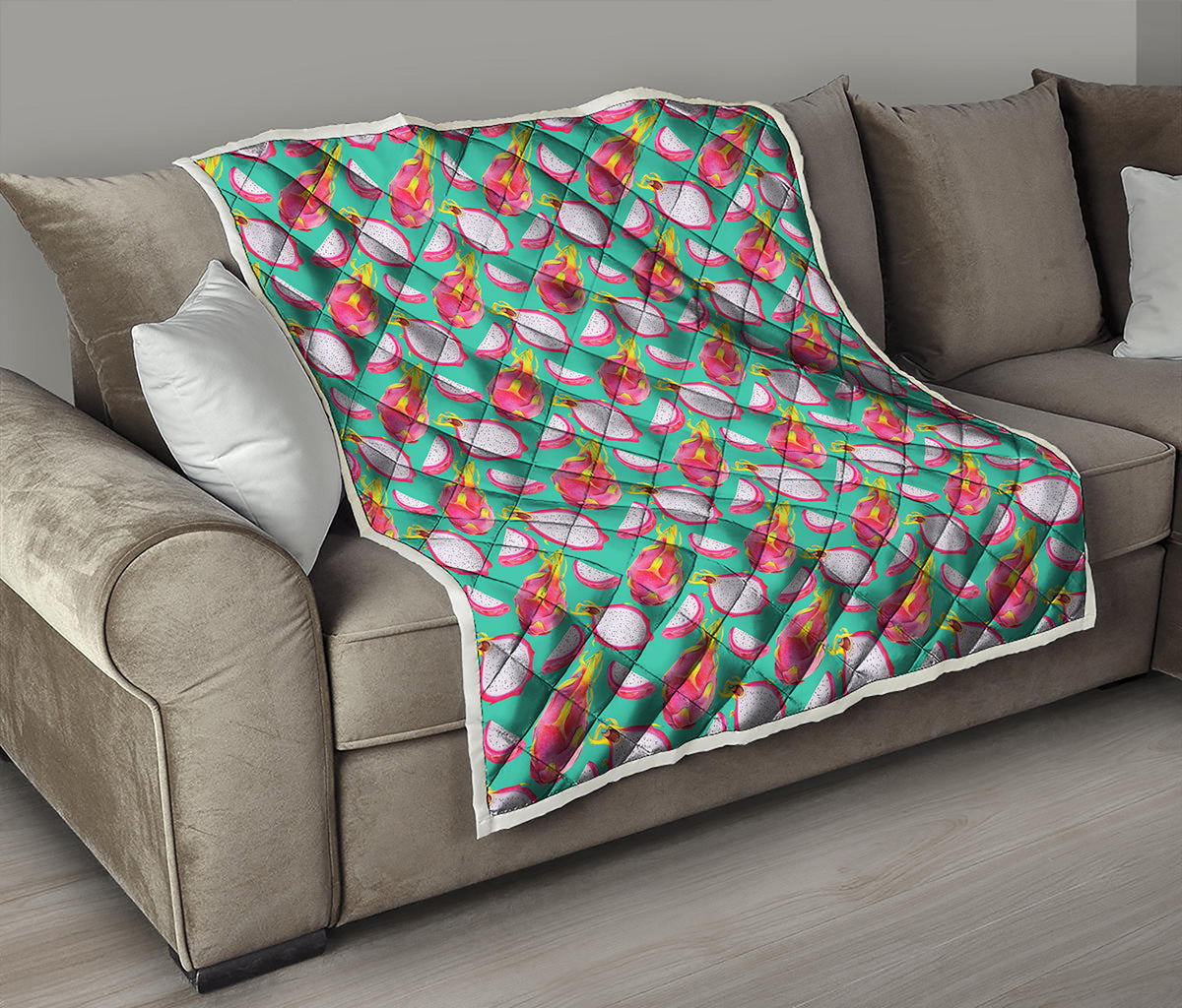 Hand Drawn Dragon Fruit Pattern Print Quilt