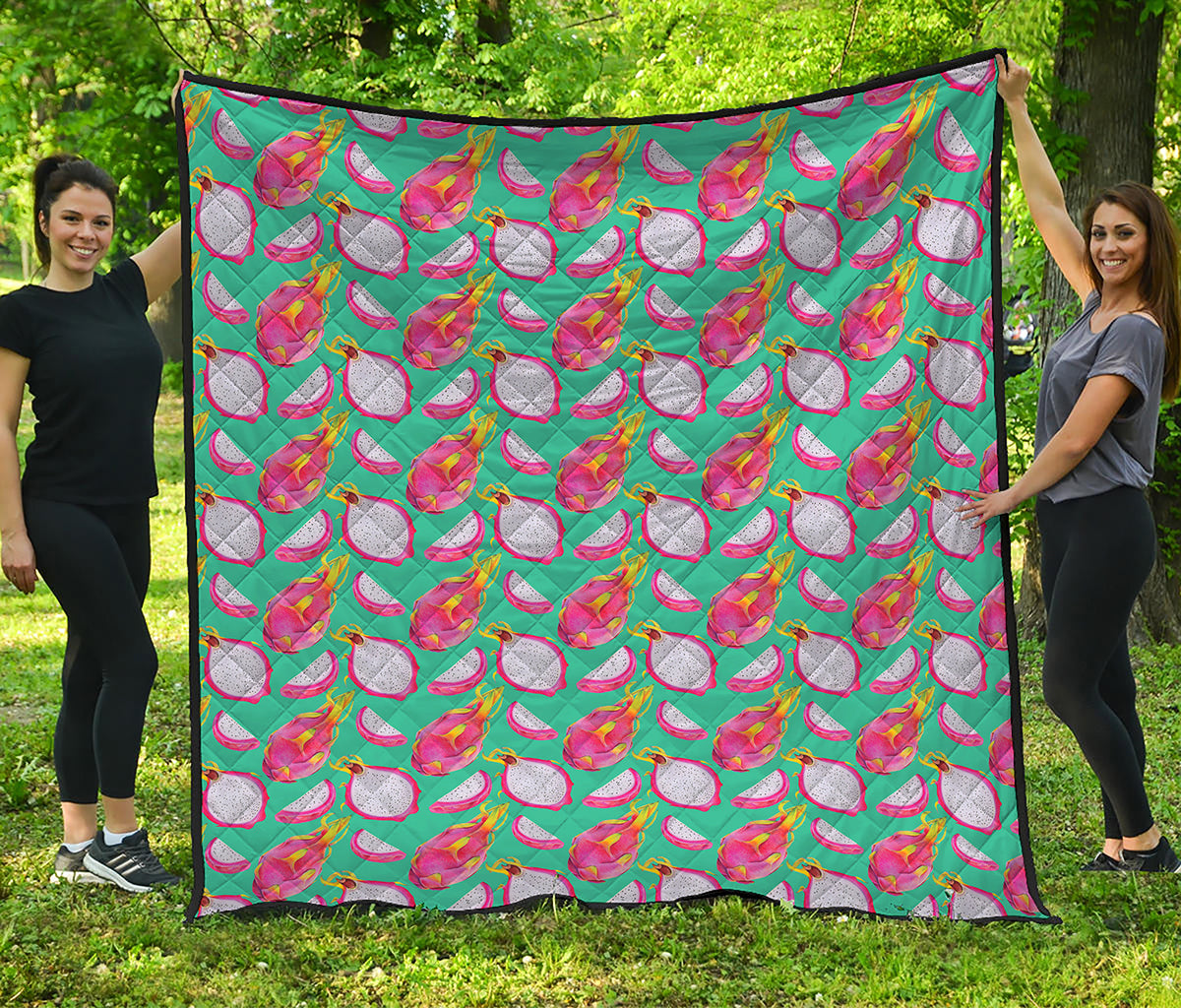 Hand Drawn Dragon Fruit Pattern Print Quilt
