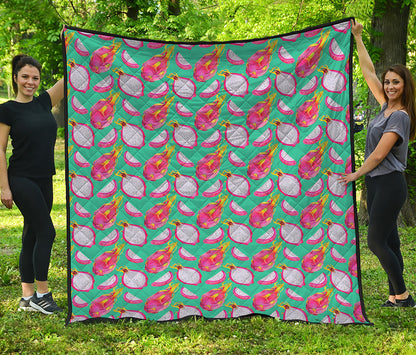 Hand Drawn Dragon Fruit Pattern Print Quilt