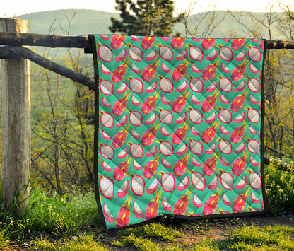 Hand Drawn Dragon Fruit Pattern Print Quilt