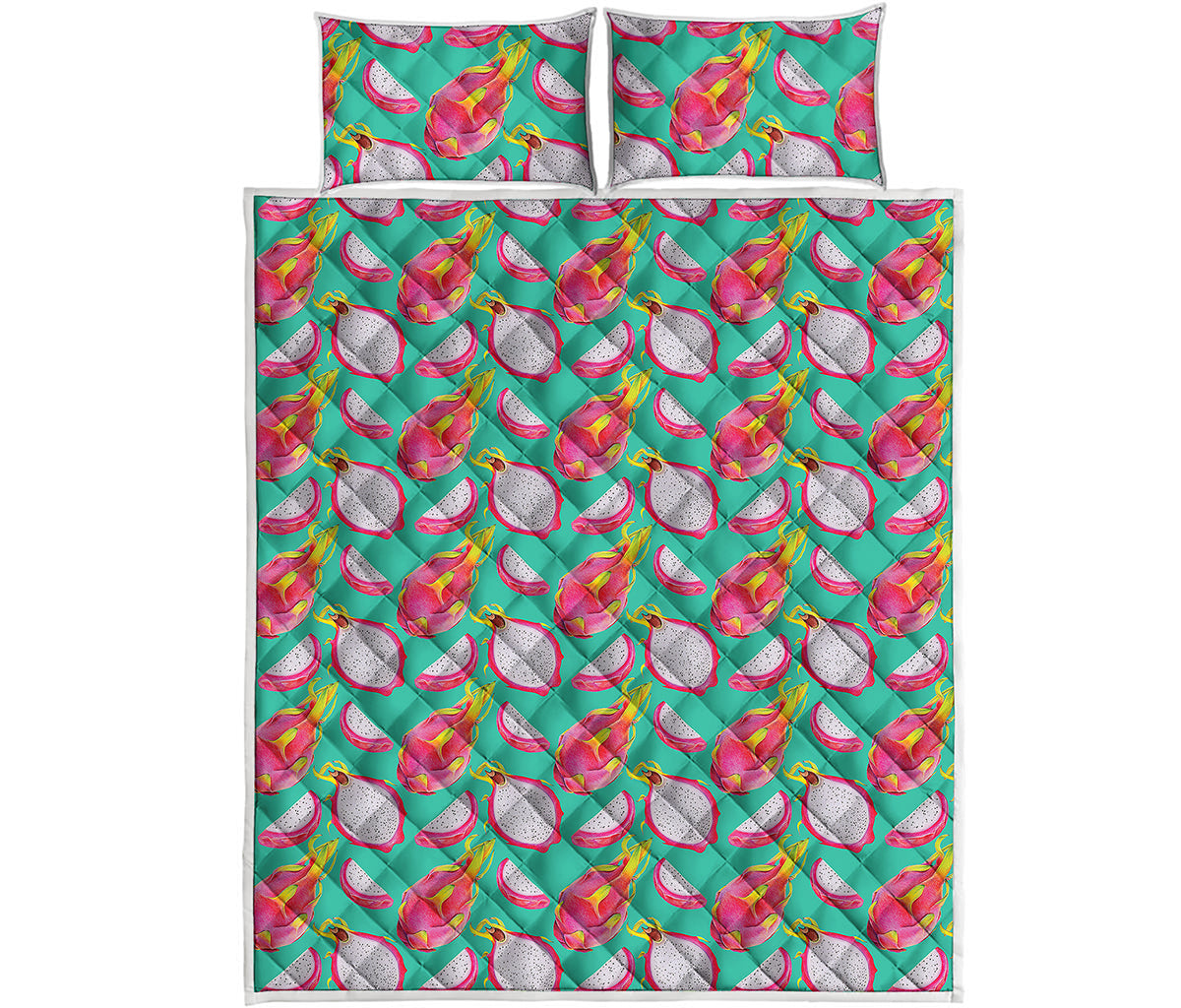 Hand Drawn Dragon Fruit Pattern Print Quilt Bed Set