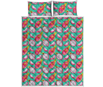Hand Drawn Dragon Fruit Pattern Print Quilt Bed Set