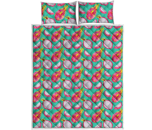 Hand Drawn Dragon Fruit Pattern Print Quilt Bed Set
