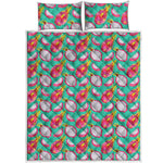 Hand Drawn Dragon Fruit Pattern Print Quilt Bed Set