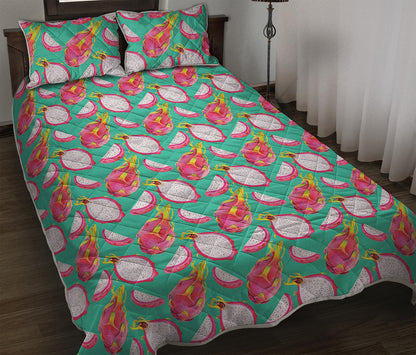 Hand Drawn Dragon Fruit Pattern Print Quilt Bed Set