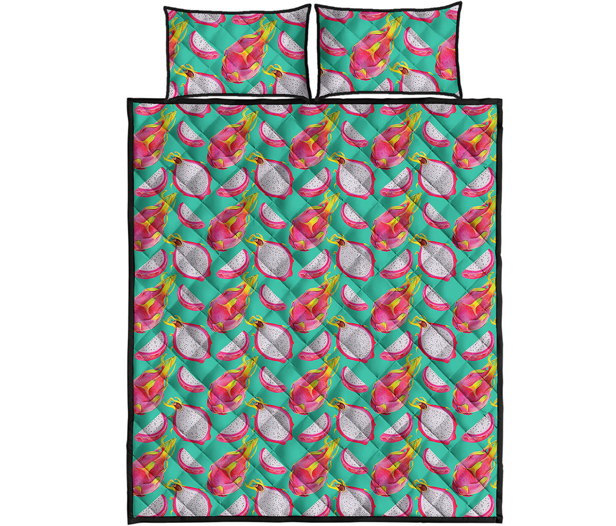 Hand Drawn Dragon Fruit Pattern Print Quilt Bed Set