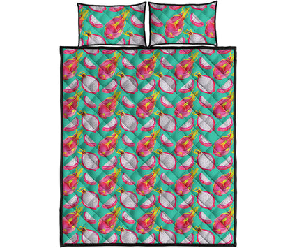 Hand Drawn Dragon Fruit Pattern Print Quilt Bed Set