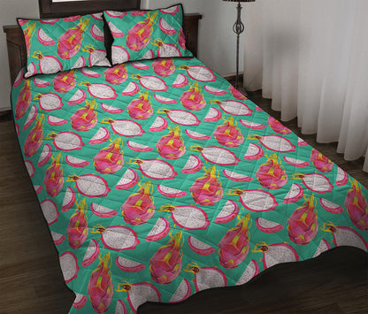 Hand Drawn Dragon Fruit Pattern Print Quilt Bed Set