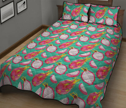 Hand Drawn Dragon Fruit Pattern Print Quilt Bed Set