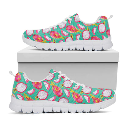 Hand Drawn Dragon Fruit Pattern Print White Sneakers