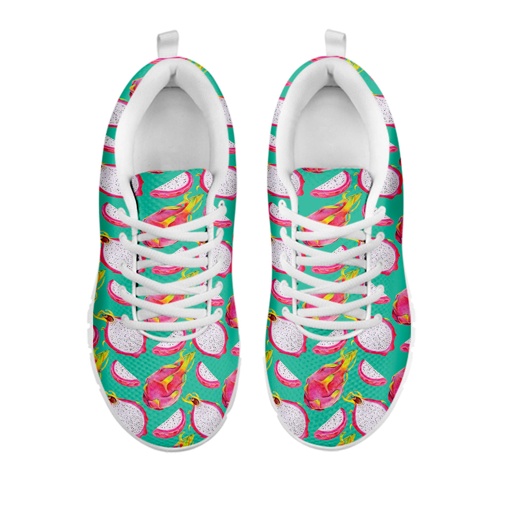Hand Drawn Dragon Fruit Pattern Print White Sneakers