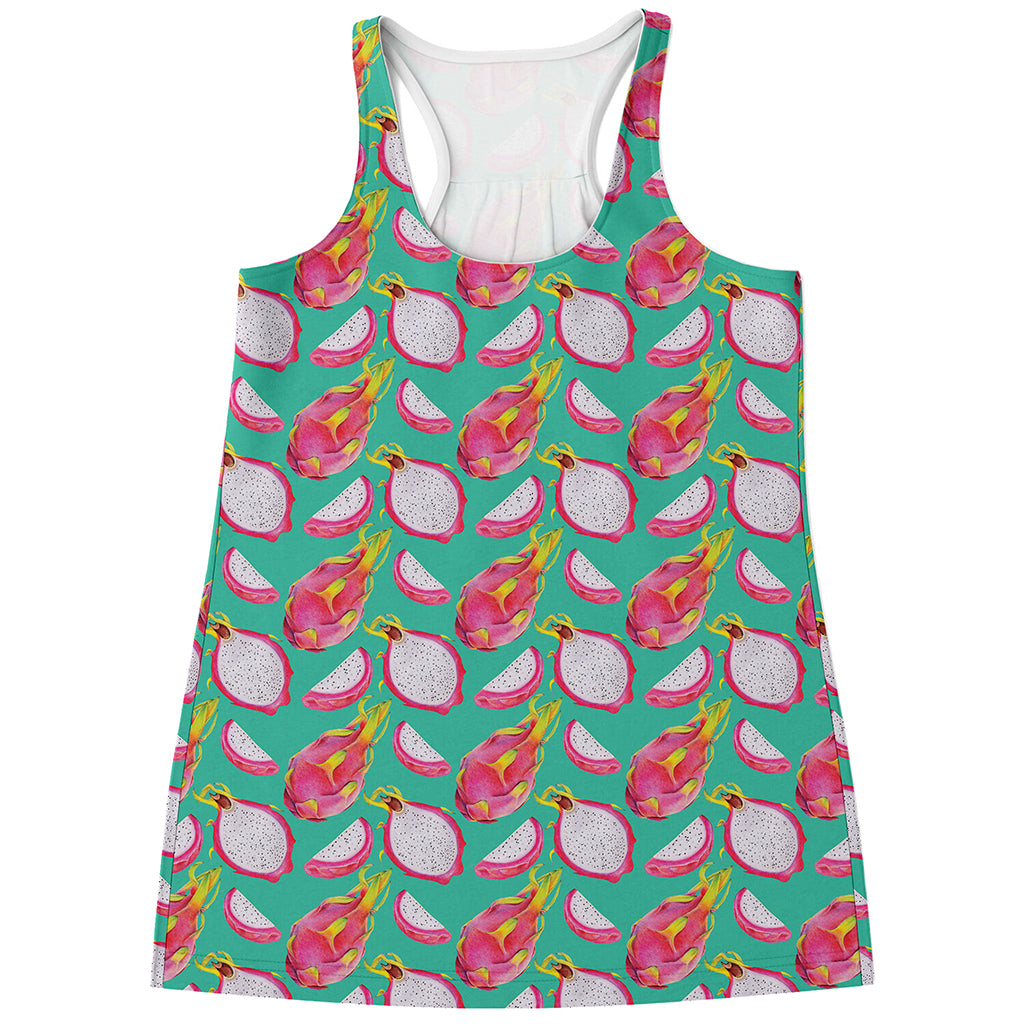 Hand Drawn Dragon Fruit Pattern Print Women's Racerback Tank Top