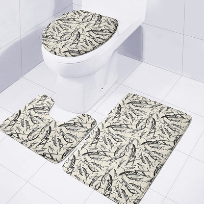 Hand Drawn Mantis Pattern Print 3 Piece Bath Mat Set