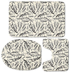 Hand Drawn Mantis Pattern Print 3 Piece Bath Mat Set