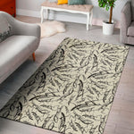 Hand Drawn Mantis Pattern Print Area Rug