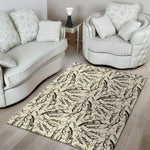 Hand Drawn Mantis Pattern Print Area Rug