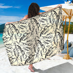 Hand Drawn Mantis Pattern Print Beach Sarong Wrap