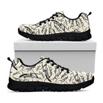 Hand Drawn Mantis Pattern Print Black Sneakers