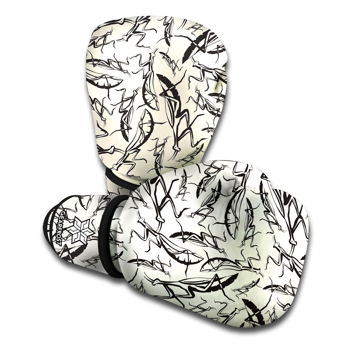 Hand Drawn Mantis Pattern Print Boxing Gloves