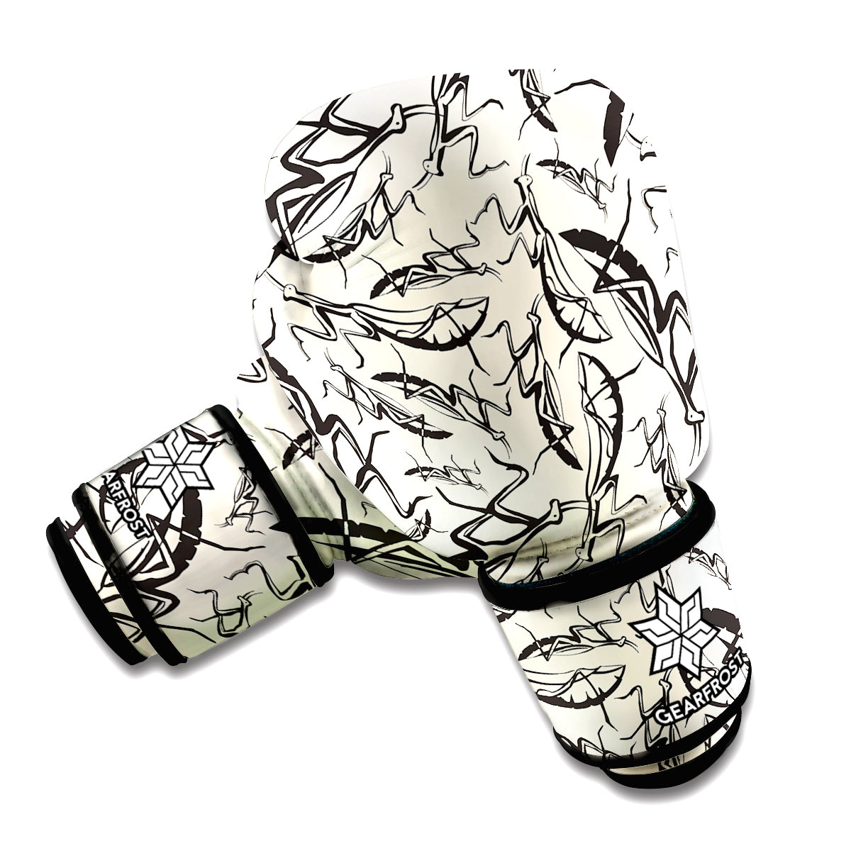Hand Drawn Mantis Pattern Print Boxing Gloves