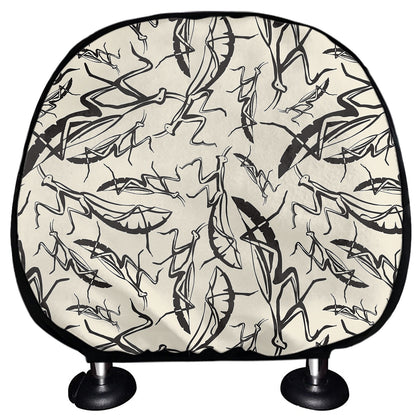 Hand Drawn Mantis Pattern Print Car Headrest Covers