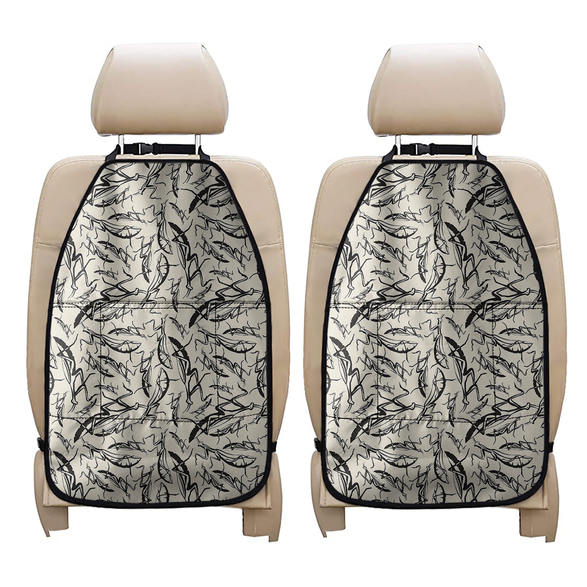 Hand Drawn Mantis Pattern Print Car Seat Organizers