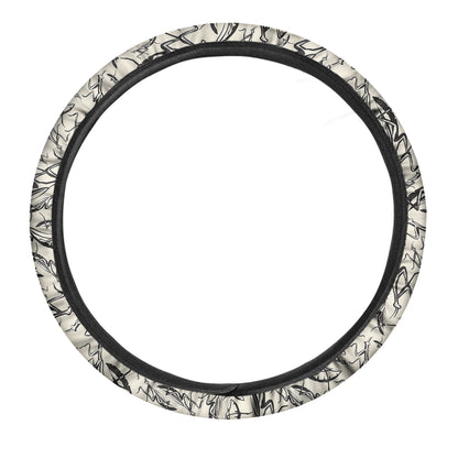 Hand Drawn Mantis Pattern Print Car Steering Wheel Cover