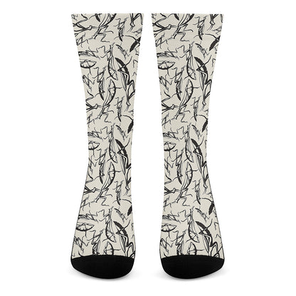 Hand Drawn Mantis Pattern Print Crew Socks