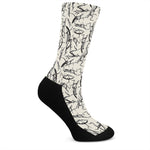 Hand Drawn Mantis Pattern Print Crew Socks