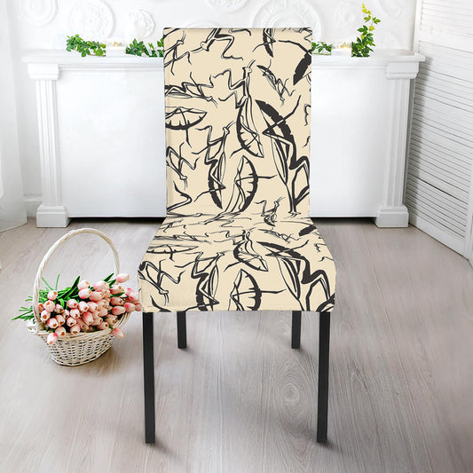 Hand Drawn Mantis Pattern Print Dining Chair Slipcover