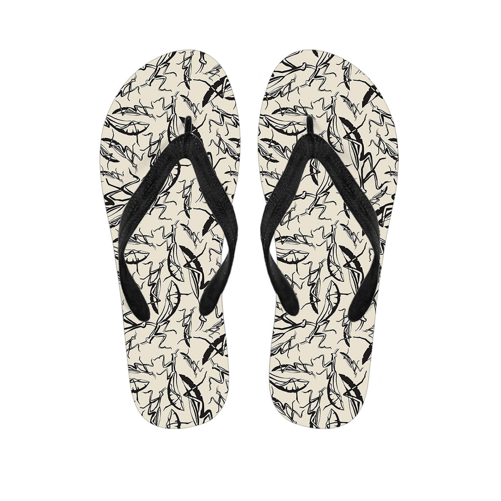 Hand Drawn Mantis Pattern Print Flip Flops