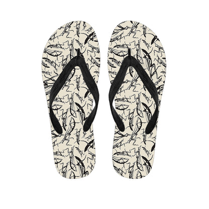 Hand Drawn Mantis Pattern Print Flip Flops