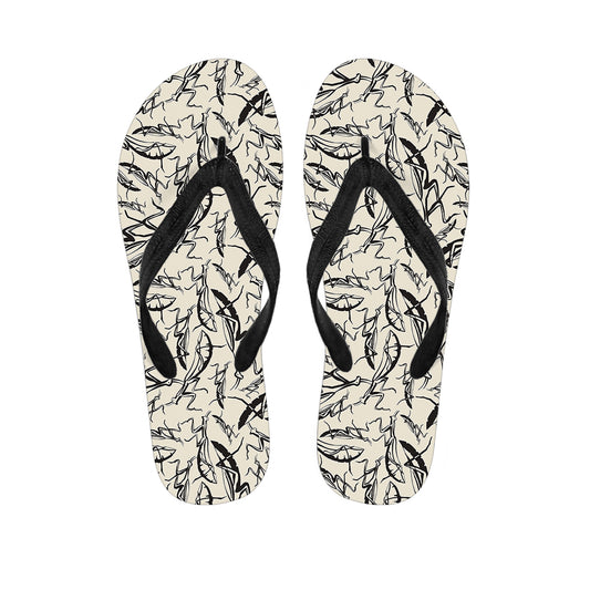 Hand Drawn Mantis Pattern Print Flip Flops