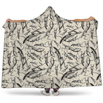 Hand Drawn Mantis Pattern Print Hooded Blanket