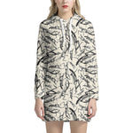 Hand Drawn Mantis Pattern Print Hoodie Dress