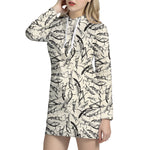 Hand Drawn Mantis Pattern Print Hoodie Dress