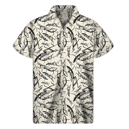 Hand Drawn Mantis Pattern Print Men's Short Sleeve Shirt