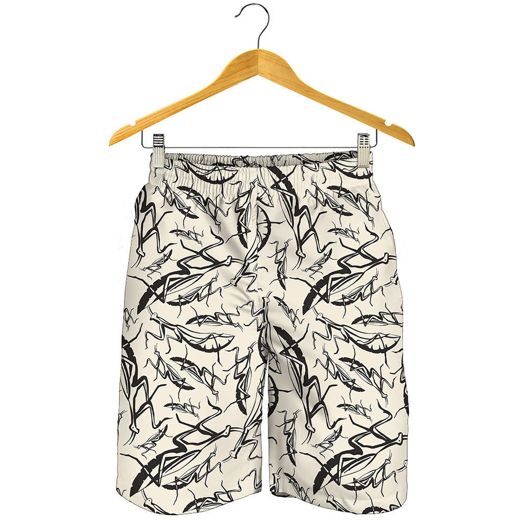 Hand Drawn Mantis Pattern Print Men's Shorts