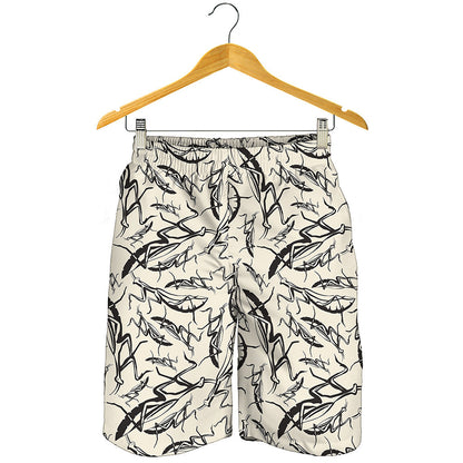 Hand Drawn Mantis Pattern Print Men's Shorts