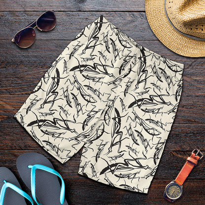 Hand Drawn Mantis Pattern Print Men's Shorts