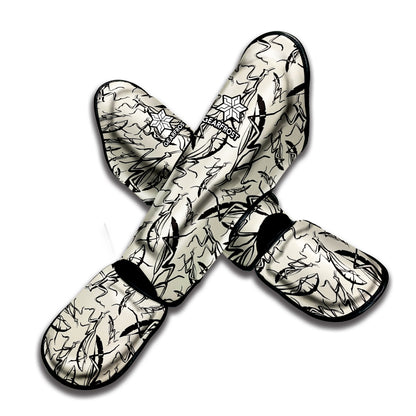 Hand Drawn Mantis Pattern Print Muay Thai Shin Guard
