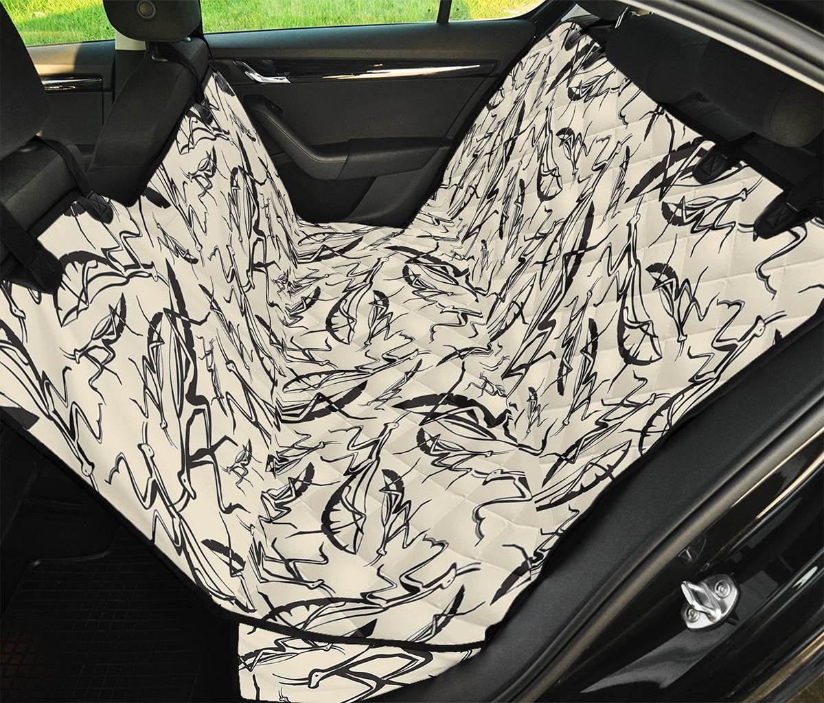 Hand Drawn Mantis Pattern Print Pet Car Back Seat Cover