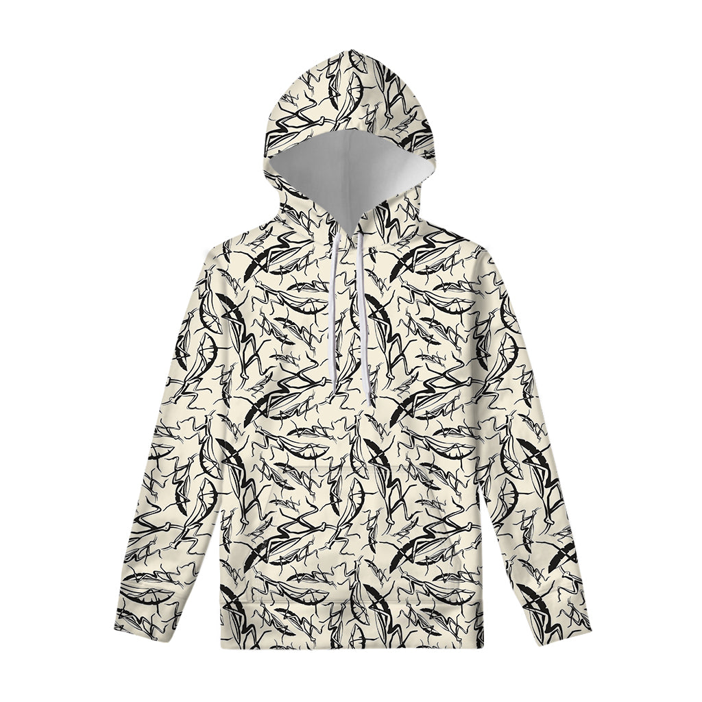 Hand Drawn Mantis Pattern Print Pullover Hoodie