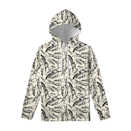 Hand Drawn Mantis Pattern Print Pullover Hoodie