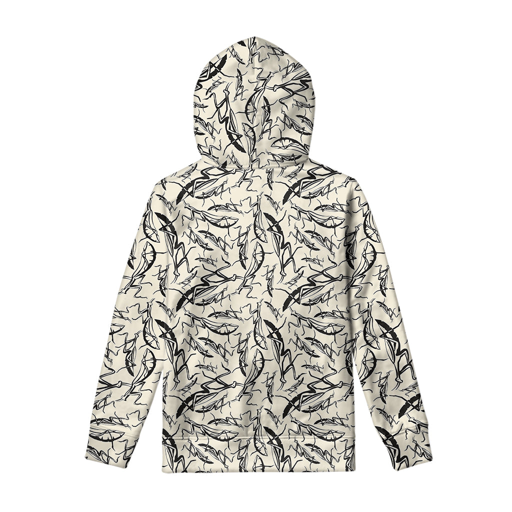 Hand Drawn Mantis Pattern Print Pullover Hoodie