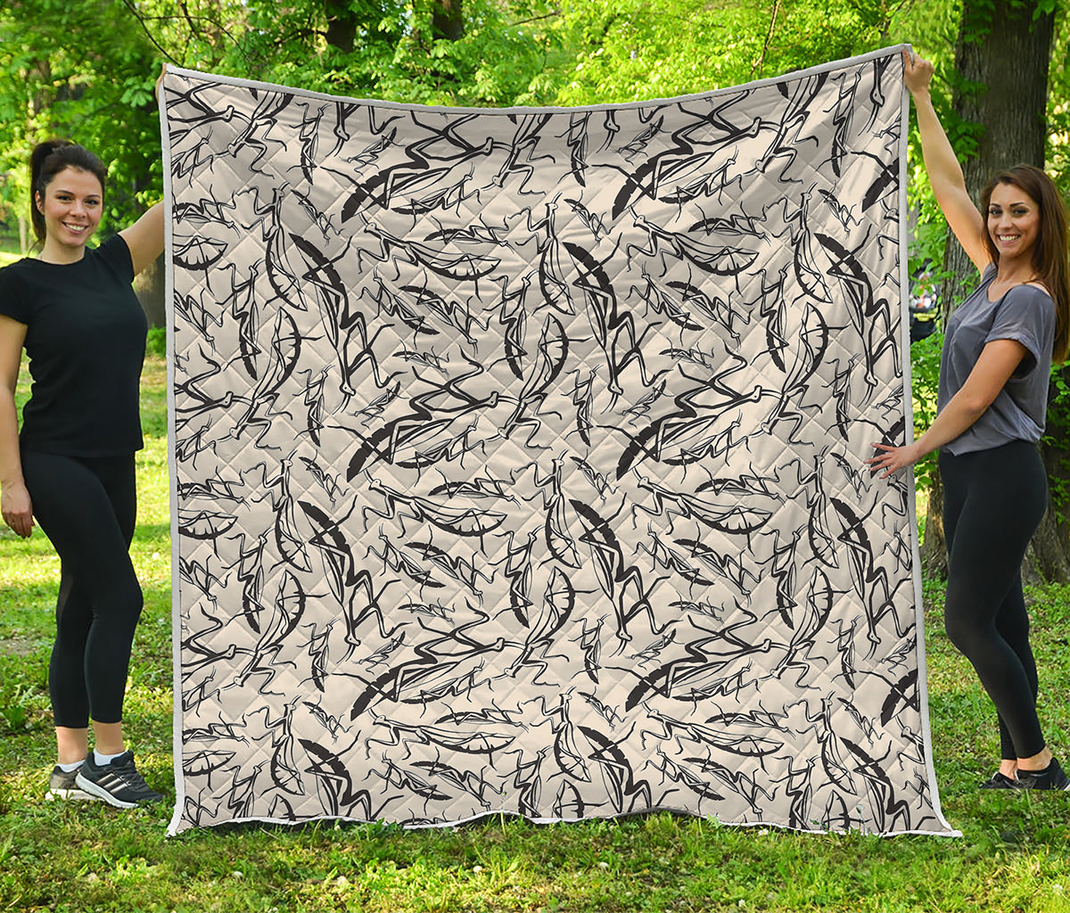 Hand Drawn Mantis Pattern Print Quilt